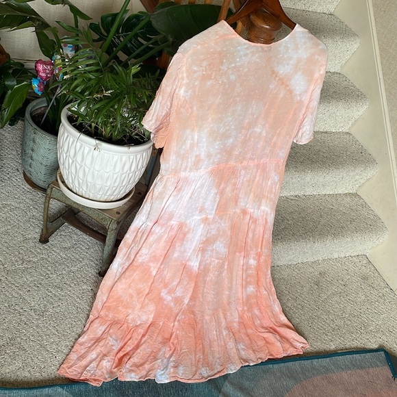 Torrid Peach Tie-Dye Clip - Dot Kimono Midi Cover - Picture 7 of 14